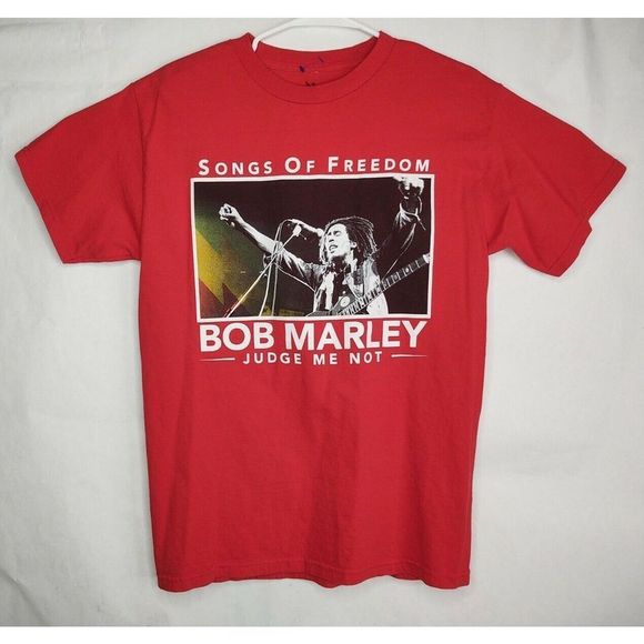 Bob Marley Songs Of Freedom Mens Zion Graphic T-Shirt Red Medium M - Picture 4 of 4